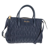 【原宿店限定】ミュウ ミュウ Miu Miu ハンドバッグ マテラッセ レザー 2way ブルー ゴールド レディース SW1513V