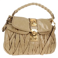 【原宿店限定】ミュウ ミュウ Miu Miu ハンドバッグ マテラッセ レザー 2way ベージュ ゴールド レディース SW1538V
