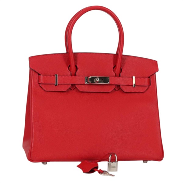 【原宿店限定】エルメス HERMES バーキン30 ハンドバッグ レザー レッド シルバー レディース 134875M