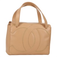 【原宿店限定】シャネル CHANEL ハンドバッグ ラムスキン ベージュ ゴールド レディース 135275V
