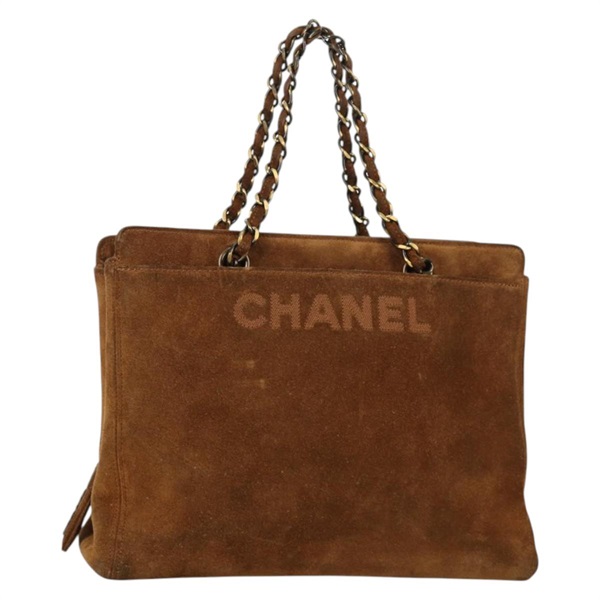 【原宿店限定】シャネル CHANEL ハンドバッグ チェーン スエード ブラウン ゴールド レディース 135277V