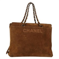 【原宿店限定】シャネル CHANEL ハンドバッグ チェーン スエード ブラウン ゴールド レディース 135277V
