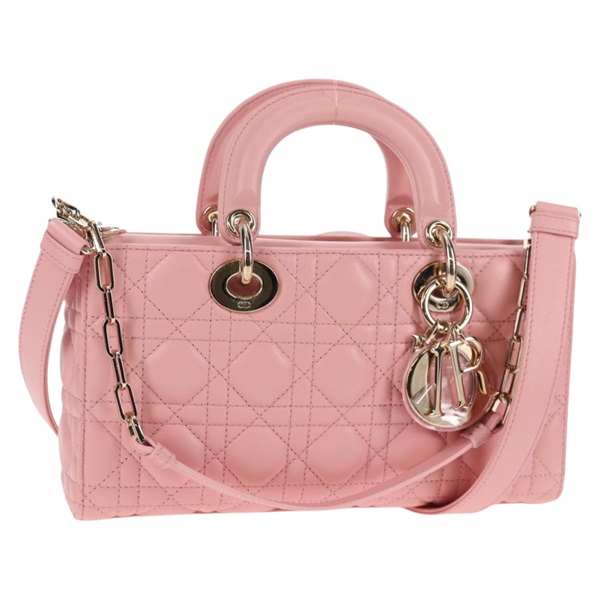 【原宿店限定】クリスチャンディオール Christian Dior ハンドバッグ カナージュ レザー 2way ピンク ゴールド レディース 135402M