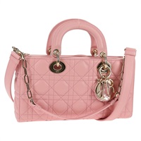 【原宿店限定】クリスチャンディオール Christian Dior ハンドバッグ カナージュ レザー 2way ピンク ゴールド レディース 135402M