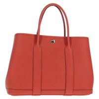 【原宿店限定】エルメス HERMES ガーデンパーティTPM ハンドバッグ レザー オレンジ シルバー レディース 139049M