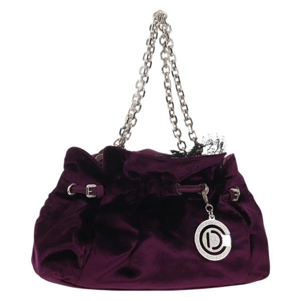 【原宿店限定】クリスチャンディオール Christian Dior ハンドバッグ チェーン ベロア パープル シルバー レディース 141147V