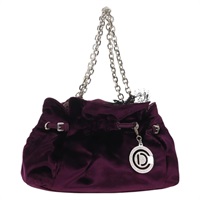 【原宿店限定】クリスチャンディオール Christian Dior ハンドバッグ チェーン ベロア パープル シルバー レディース 141147V