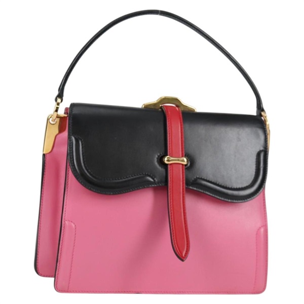【原宿店限定】プラダ PRADA ベル ハンドバッグ レザー 2way ピンク ゴールド レディース 141818M