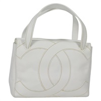 【原宿店限定】シャネル CHANEL ハンドバッグ ココマーク レザー ホワイト ゴールド レディース 142307V
