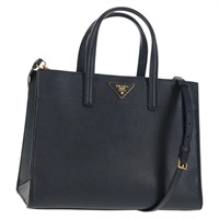 【原宿店限定】プラダ PRADA ハンドバッグ サフィアーノレザー 2way ネイビー ゴールド レディース BA6183V