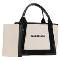 【原宿店限定】バレンシアガ BALENCIAGA ネイビーカバス S ハンドバッグ キャンバス レザー ホワイト ブラック 339933 レディース BA6186M