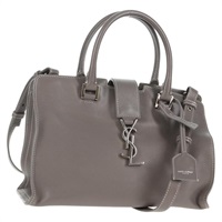 【原宿店限定】サンローラン SAINT LAURENT ベイビー カバス ハンドバッグ レザー 2way グレー シルバー レディース gh798V