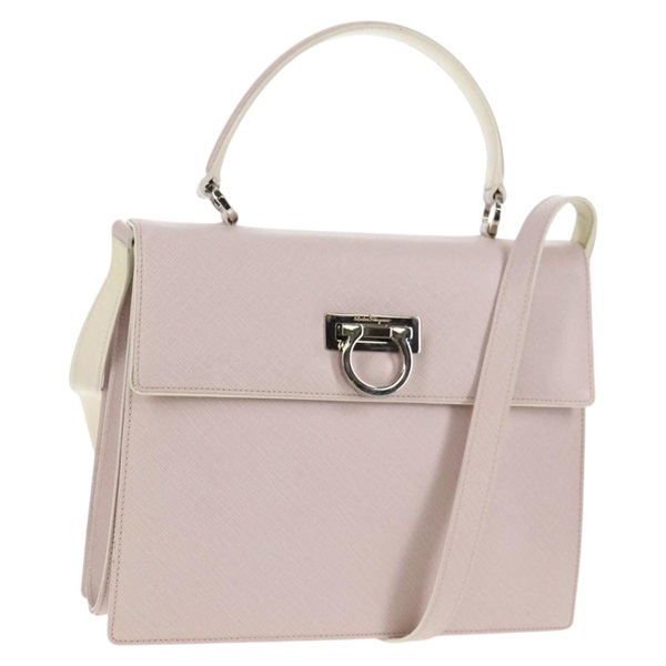 【原宿店限定】サルヴァトーレフェラガモ Salvatore Ferragamo ハンドバッグ ガンチーニ レザー 2way ピンク シルバー レディース 128169V