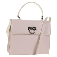 【原宿店限定】サルヴァトーレフェラガモ Salvatore Ferragamo ハンドバッグ ガンチーニ レザー 2way ピンク シルバー レディース 128169V