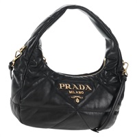 【原宿店限定】プラダ PRADA ハンドバッグ レザー 2way ブラック ゴールド レディース 128189M