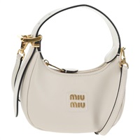 【原宿店限定】ミュウ ミュウ Miu Miu ハンドバッグ レザー 2way ホワイト ゴールド レディース 128194M