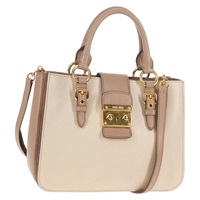 【原宿店限定】ミュウ ミュウ Miu Miu ハンドバッグ レザー 2way ベージュ ゴールド レディース 135311V