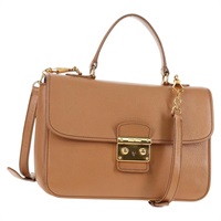 【原宿店限定】ミュウ ミュウ Miu Miu ハンドバッグ レザー 2way ブラウン ゴールド レディース 135322V
