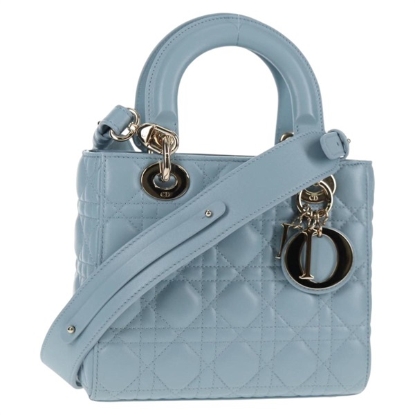 【原宿店限定】クリスチャンディオール Christian Dior ハンドバッグ カナージュ レザー 2way ライトブルー ゴールド レディース 135403M