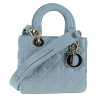 【原宿店限定】クリスチャンディオール Christian Dior ハンドバッグ カナージュ レザー 2way ライトブルー ゴールド レディース 135403M