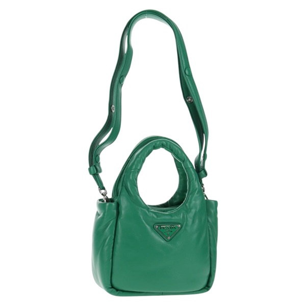 【原宿店限定】プラダ PRADA ハンドバッグ レザー 2way グリーン シルバー レディース 136732M