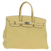 【原宿店限定】エルメス HERMES バーキン35 ハンドバッグ レザー イエロー シルバー レディース 139051M