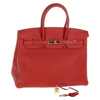 【原宿店限定】エルメス HERMES バーキン35 ハンドバッグ レザー レッド ゴールド レディース 139052M