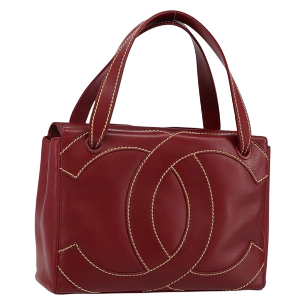 【原宿店限定】シャネル CHANEL ハンドバッグ レザー レッド ゴールド レディース 139910V