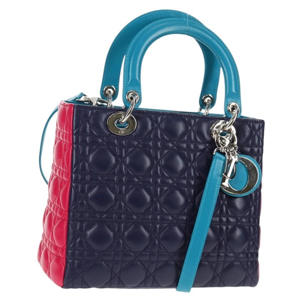 【原宿店限定】クリスチャンディオール Christian Dior ハンドバッグ カナージュ レザー 2way マルチカラー シルバー レディース 140132M