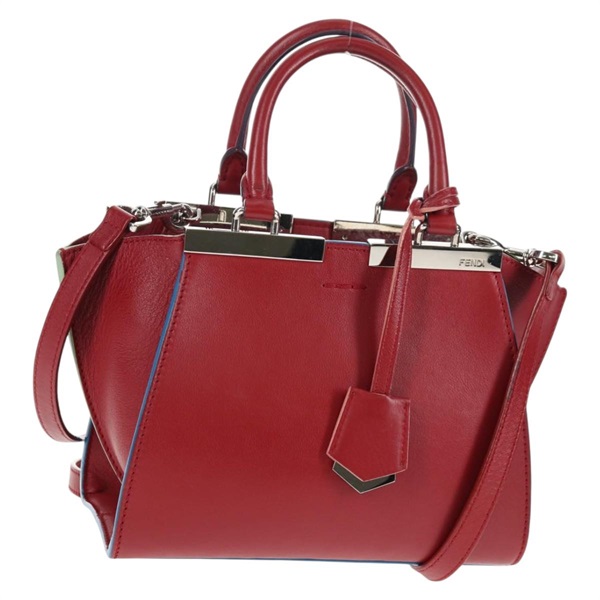 【原宿店限定】フェンディ FENDI プチトゥージュール ハンドバッグ レザー 2way レッド シルバー レディース 141155V