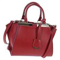 【原宿店限定】フェンディ FENDI プチトゥージュール ハンドバッグ レザー 2way レッド シルバー レディース 141155V