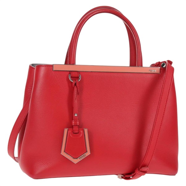 【原宿店限定】フェンディ FENDI プチトゥージュール ハンドバッグ レザー 2way レッド シルバー レディース 141158V