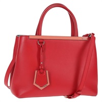 【原宿店限定】フェンディ FENDI プチトゥージュール ハンドバッグ レザー 2way レッド シルバー レディース 141158V
