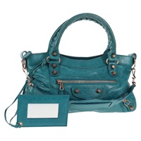【原宿店限定】バレンシアガ BALENCIAGA ザ ジャイアントファースト ハンドバッグ レザー 2way ターコイズブルー レディース 142301V