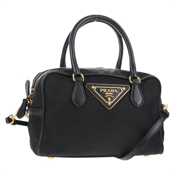 【原宿店限定】プラダ PRADA ハンドバッグ ナイロン 2way ブラック ゴールド レディース 143157V