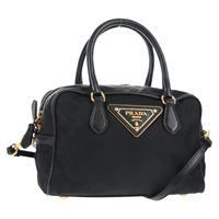 【原宿店限定】プラダ PRADA ハンドバッグ ナイロン 2way ブラック ゴールド レディース 143157V
