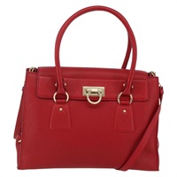 【原宿店限定】サルヴァトーレフェラガモ Salvatore Ferragamo ハンドバッグ ガンチーニ レザー 2way レッド ゴールド レディース 143649V