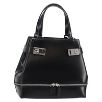 【原宿店限定】サルヴァトーレフェラガモ Salvatore Ferragamo ハンドバッグ ガンチーニ レザー ブラック シルバー レディース 143654V