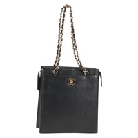 【原宿店限定】シャネル CHANEL ハンドバッグ チェーン キャビアスキン ブラック ゴールド レディース 143812V
