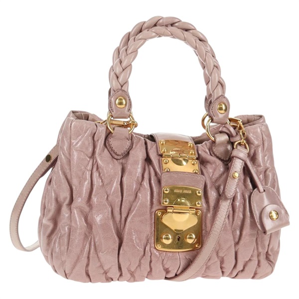 【原宿店限定】ミュウ ミュウ Miu Miu ハンドバッグ マテラッセ レザー 2way ピンク ゴールド レディース 143825V