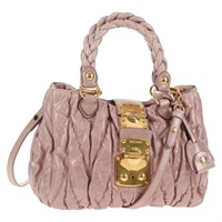 【原宿店限定】ミュウ ミュウ Miu Miu ハンドバッグ マテラッセ レザー 2way ピンク ゴールド レディース 143825V
