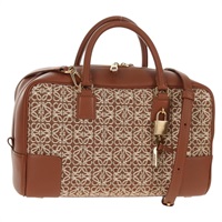 【原宿店限定】ロエベ LOEWE ハンドバッグ アマソナ28 リピートアナグラム　 キャンバス レザー 2way ゴールド ブラウン レディース 145249M