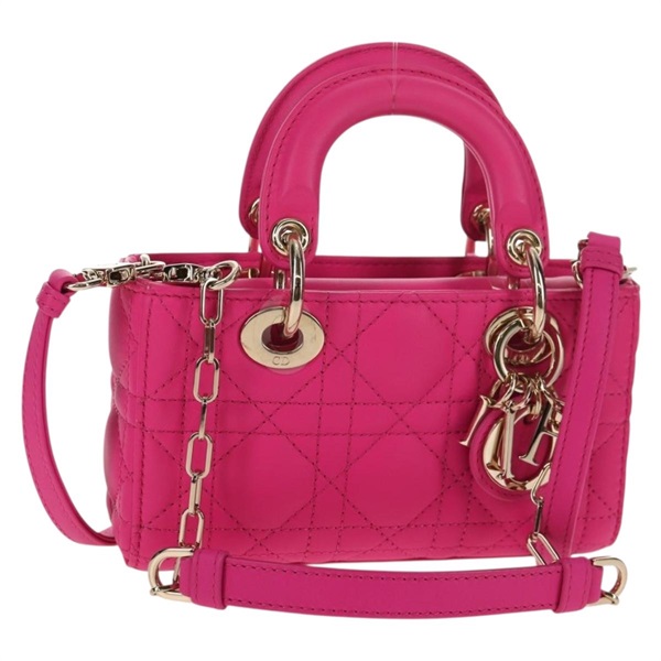 【原宿店限定】クリスチャンディオール Christian Dior ハンドバッグ カナージュ レディDジョイ マイクロ ラムスキン 2way ピンク ゴールド レディース 145262SM