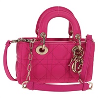 【原宿店限定】クリスチャンディオール Christian Dior ハンドバッグ カナージュ レディDジョイ マイクロ ラムスキン 2way ピンク ゴールド レディース 145262SM