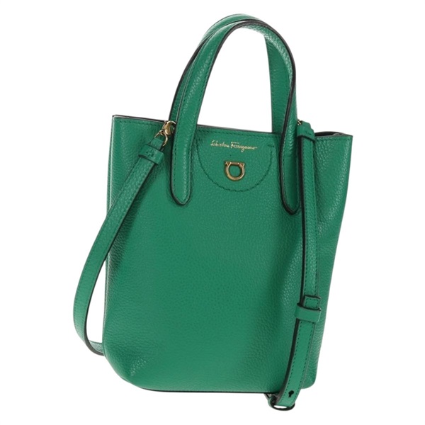 【原宿店限定】サルヴァトーレフェラガモ Salvatore Ferragamo ハンドバッグ ガンチーニ レザー 2way グリーン ゴールド レディース 145509V