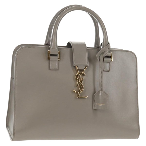 【原宿店限定】サンローラン SAINT LAURENT カバス ハンドバッグ レザー グレー ゴールド レディース 146066M