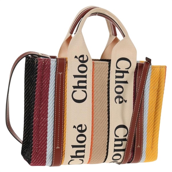 【原宿店限定】クロエ Chloe ハンドバッグ ウッディ スモール キャンバス 2way ベージュ レディース am9182M