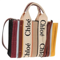 【原宿店限定】クロエ Chloe ハンドバッグ ウッディ スモール キャンバス 2way ベージュ レディース am9182M