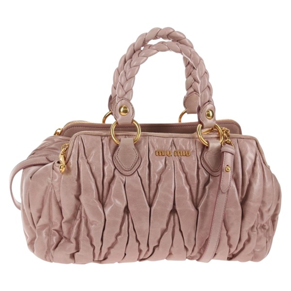 【原宿店限定】ミュウ ミュウ Miu Miu ハンドバッグ マテラッセ レザー 2way ピンク ゴールド レディース am9210V