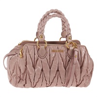 【原宿店限定】ミュウ ミュウ Miu Miu ハンドバッグ マテラッセ レザー 2way ピンク ゴールド レディース am9210V